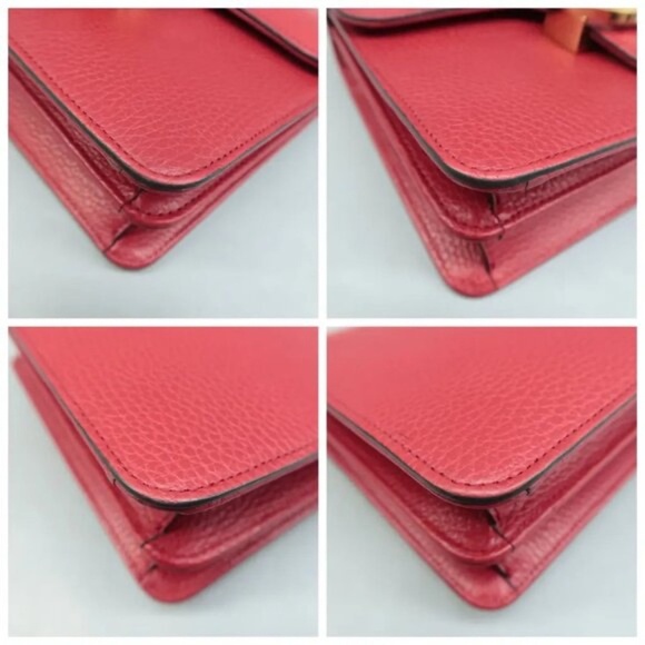 100% Authentic GUCCI Interlocking Red Leather Shoulder Bag 747-072324 - Picture 6 of 12
